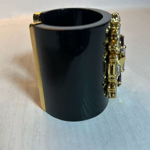 Juicy Couture Black Gold Rhinestone Cuff Bracelet - Picture 3 of 7